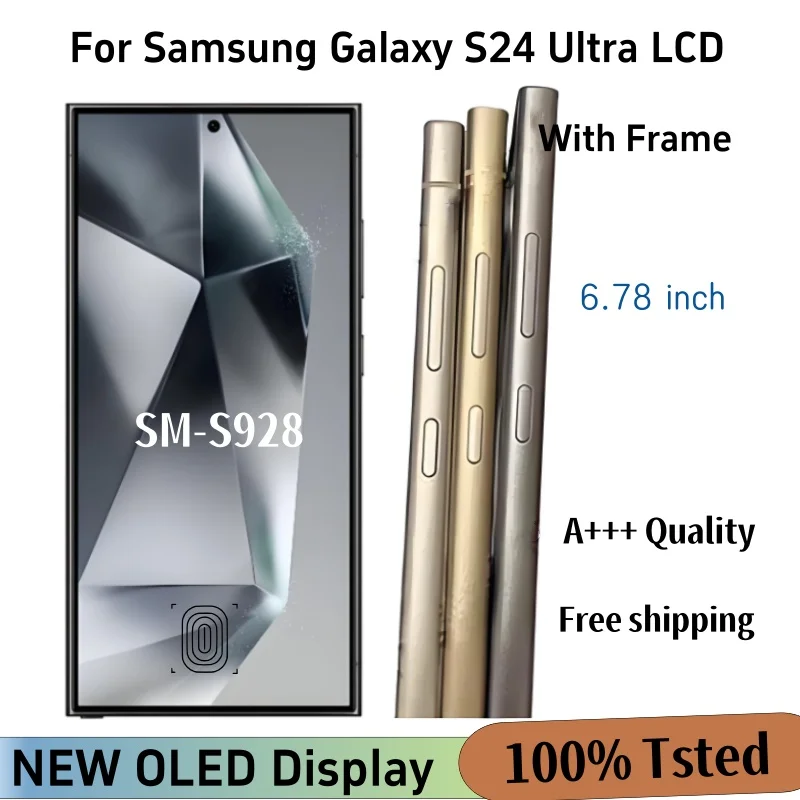 삼성 갤럭시 5G S24 울트라 SM-S928B/DS S928U용 NEW OLED 프레임 포함 LCD 디스플레이 어셈블리 터치 스크린 부품 교체