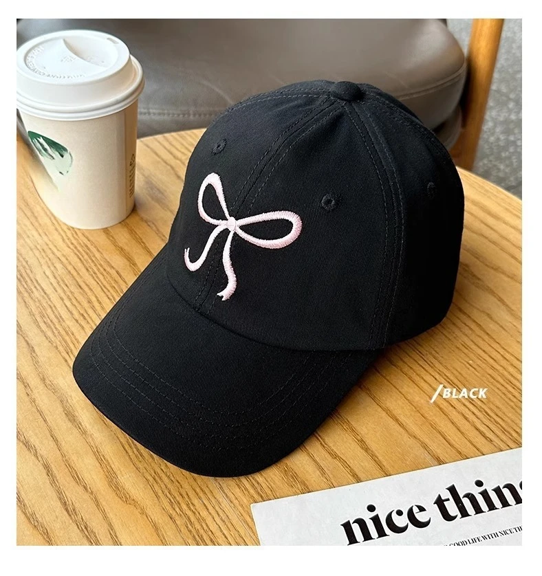 Nette Koreanische Ins Baseball Kappe Frauen Bogen Design Süße Romantische Rosa Soft Top Hut Mode Einstellbare Snapback – Detail 13