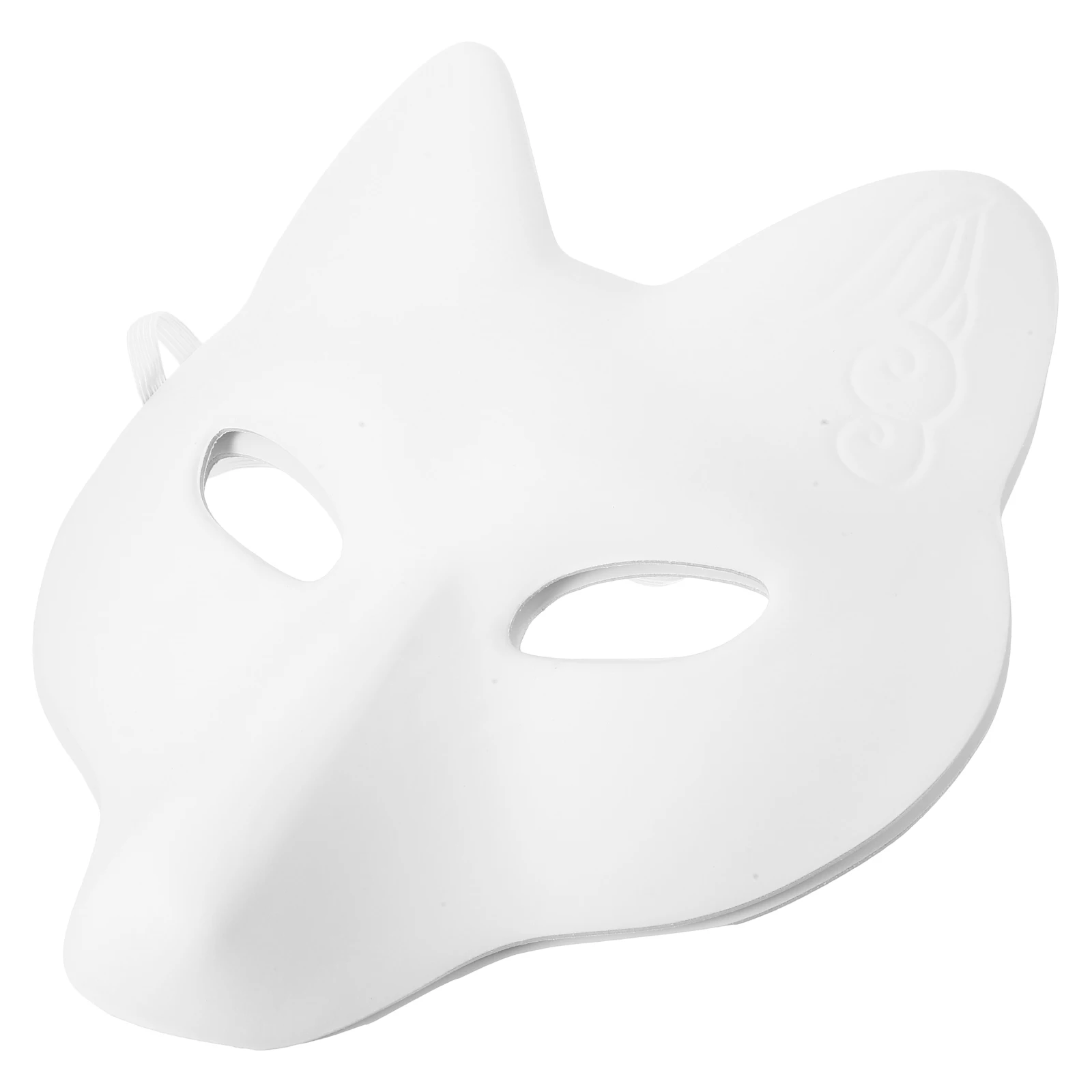

2 Pcs White Fox Mask DIY PU Unpainted Animal Masquerade Masks for Halloween Costume Party Supplies Paintable Masks