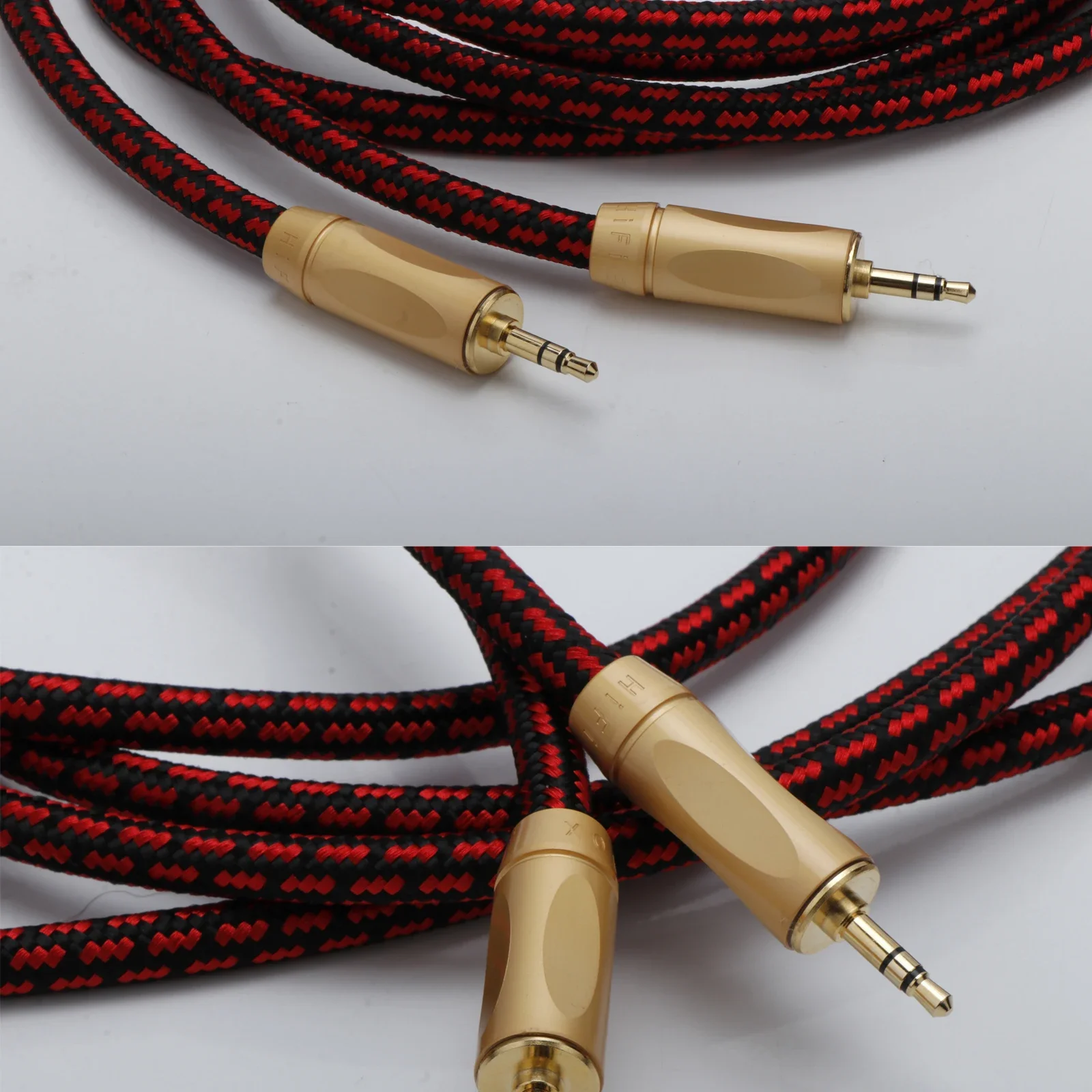 Cabo AUX macho para macho durável de 3,5 mm com conectores banhados a ouro 24K