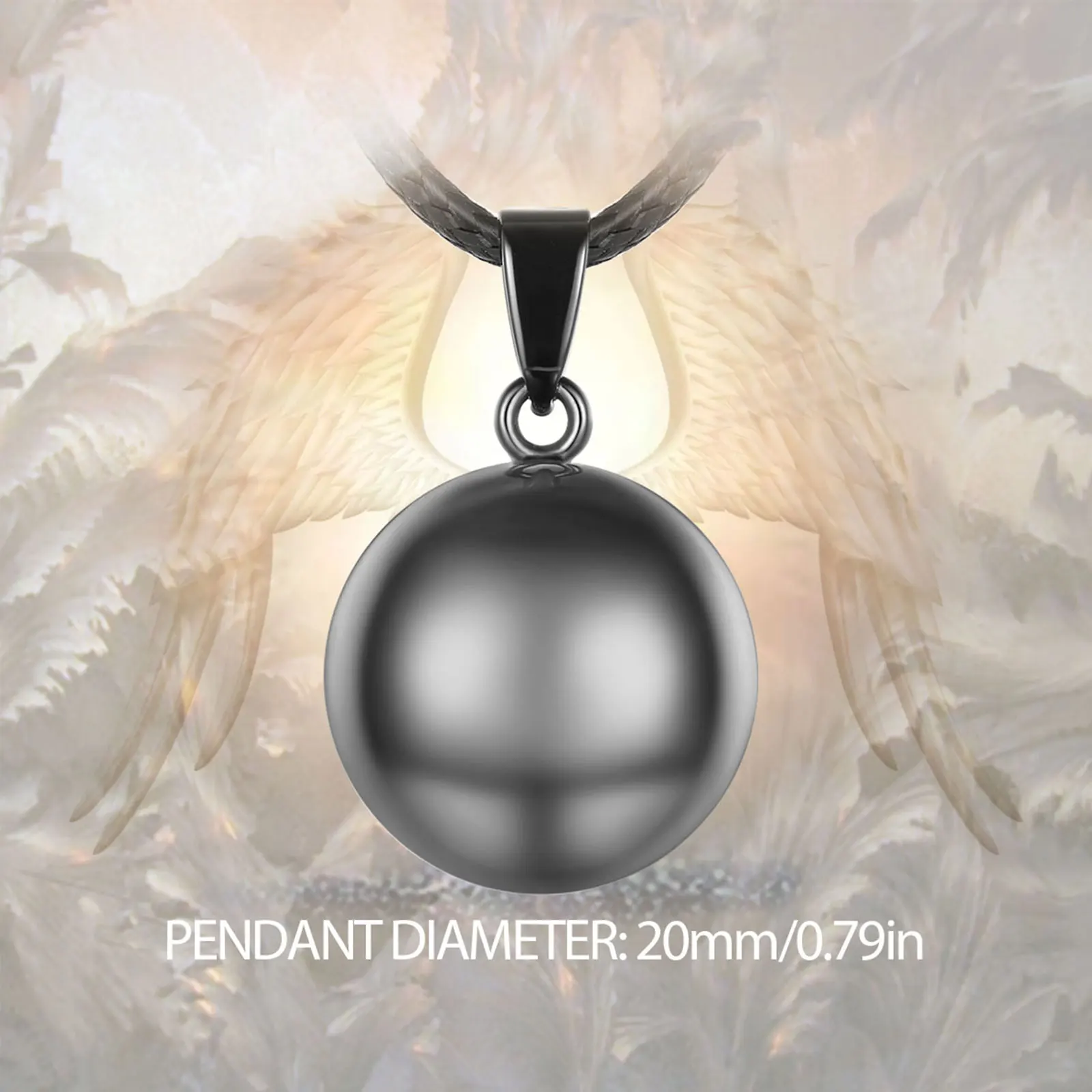 Eudora 20mm Harmony Ball BLACK GUN METAL Pendant Pregnancy Bola Angel Caller Baby Wishing Chime Ball Necklace Women Jewelry Gift