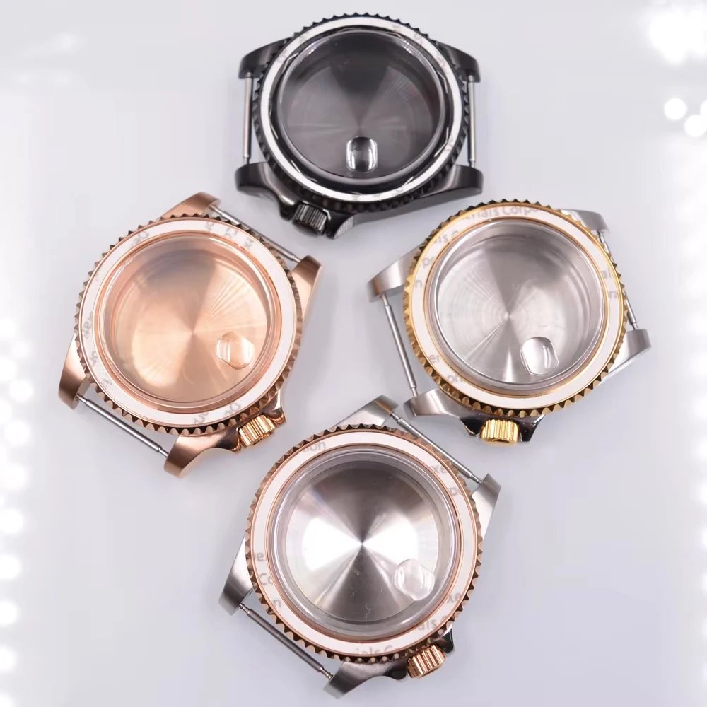 40mm Watch Case fit Seiko NH35 NH35A NH36 NH36A movements Sapphire Crystal Rose Gold / Black Case