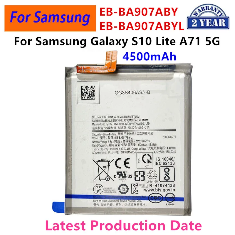 

2024 years Brand New EB-BA907ABY/ EB-BA907ABYL 4500mAh High Quality Replacement Battery For Samsung Galaxy S10 Lite A71 5G