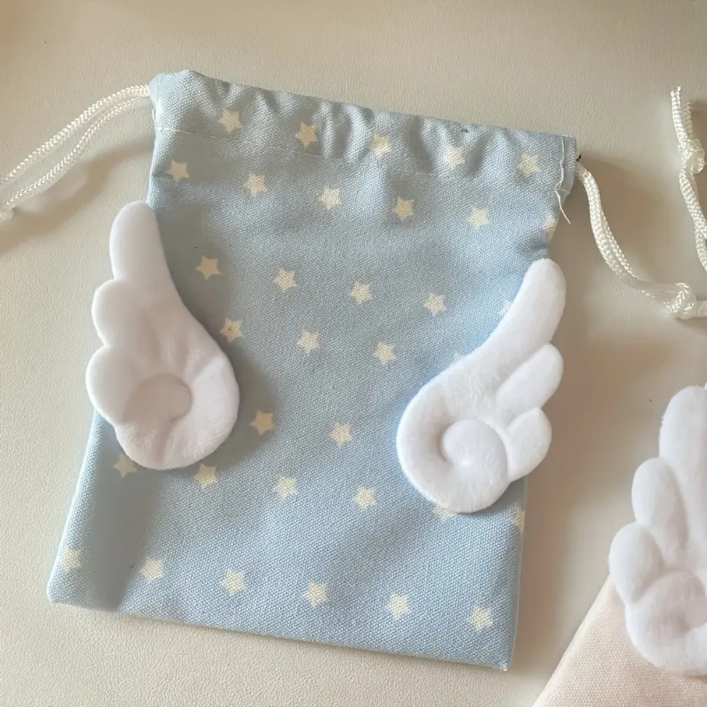 Bohemian Canvas Drawstring Makeup Bag Portable Dustproof Small Organizer Star Pattern Rope Storage Pouch Stationery Storage