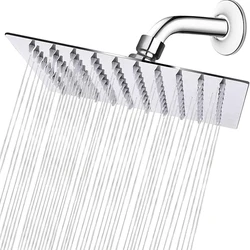 6 8 Inch Ultra-Thin Waterfall Rain 304 Stainless Steel Showerhead 360° Swivel Shower Head Adjustable Replacement for Bathroom