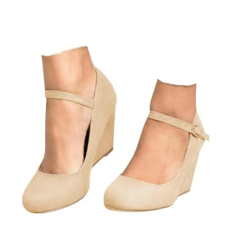 

Womens Wedge Pumps Dressy Mary Jane Shoes Comfort Wedges Closed Toe Ankle Strap Heeled Shoes