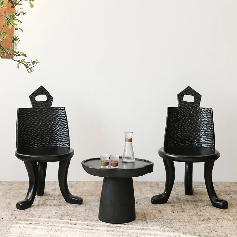 Creative hand hammer pattern solid wood chair wabi sabi wind leisure hotel master chair