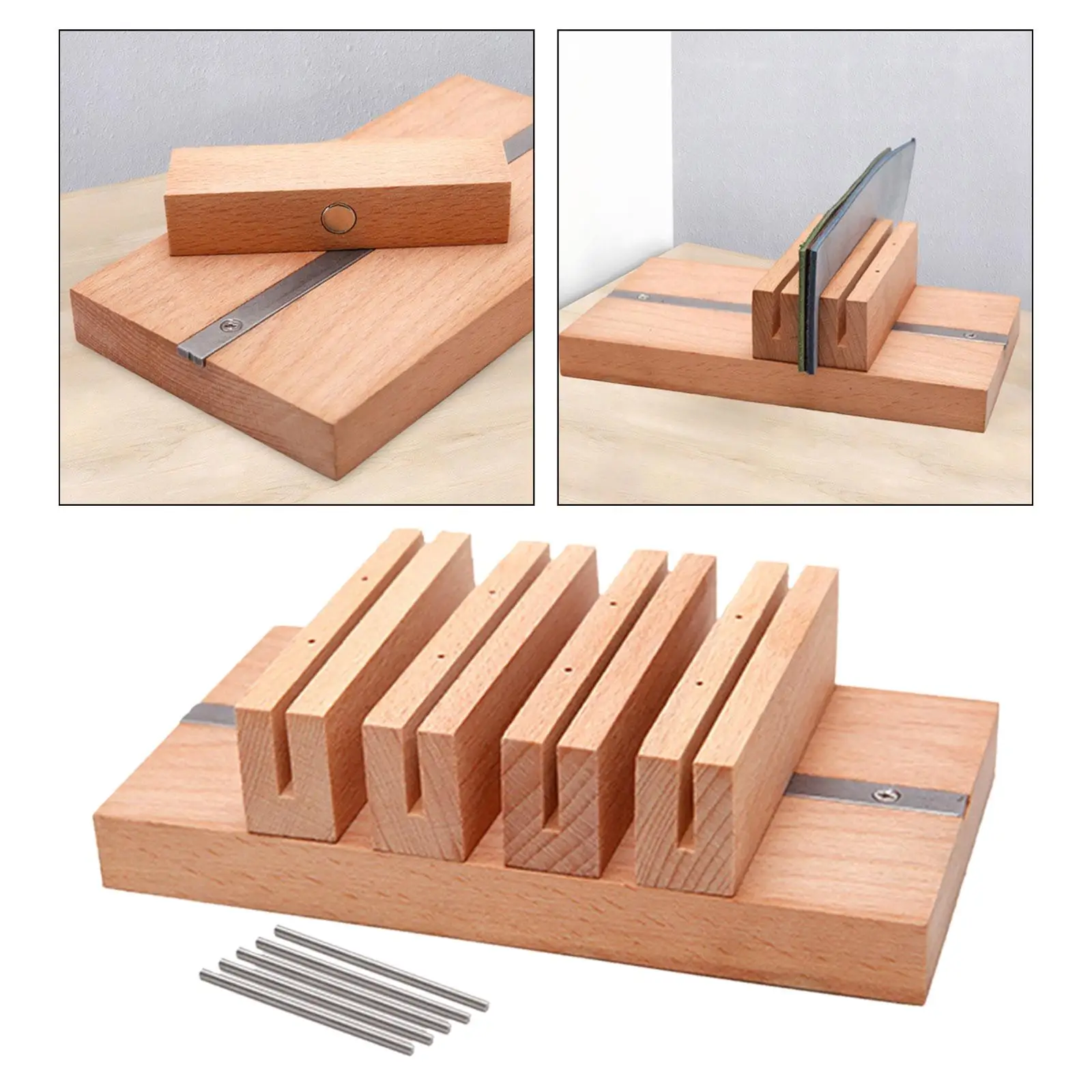 

DIY Leather Carving Tool Side Oil Drying Rack Adjustable Wooden Holder for Tools for Leather Crafts
