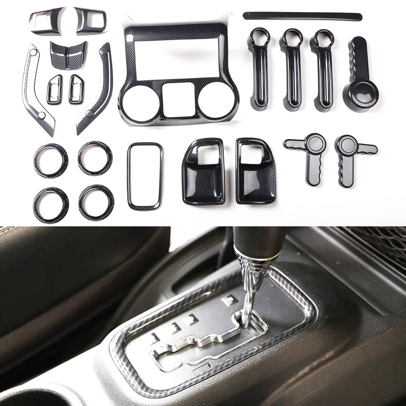 

Carbon Fiber Car Interior Accessories For Jeep 2011-2017 Jk Gear Panel Window Lifter Switch Kit Dashboard Cover Refit Modify