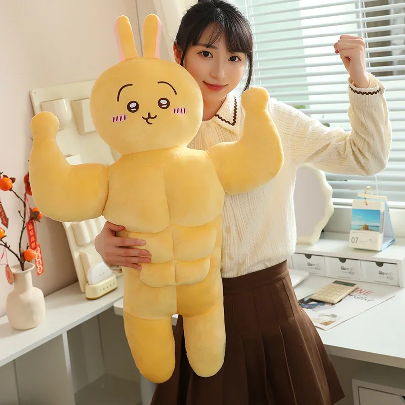 ขนาดใหญ่ Creative Strong Hachiware Chiikawa ของเล่นตุ๊กตาสไตล์ญี่ปุ่นตุ๊กตากล้ามเนื้อ Usagi Plushies ตลก Cuddly ตุ๊กตาน่ารัก
