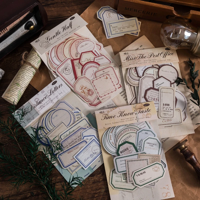 50 sztuk Vintage pakiet materiałów naklejek DIY etykiety wiadomość najniższy retro roślin ręka konto Dekoracyjne naklejki do scrapbookingu
