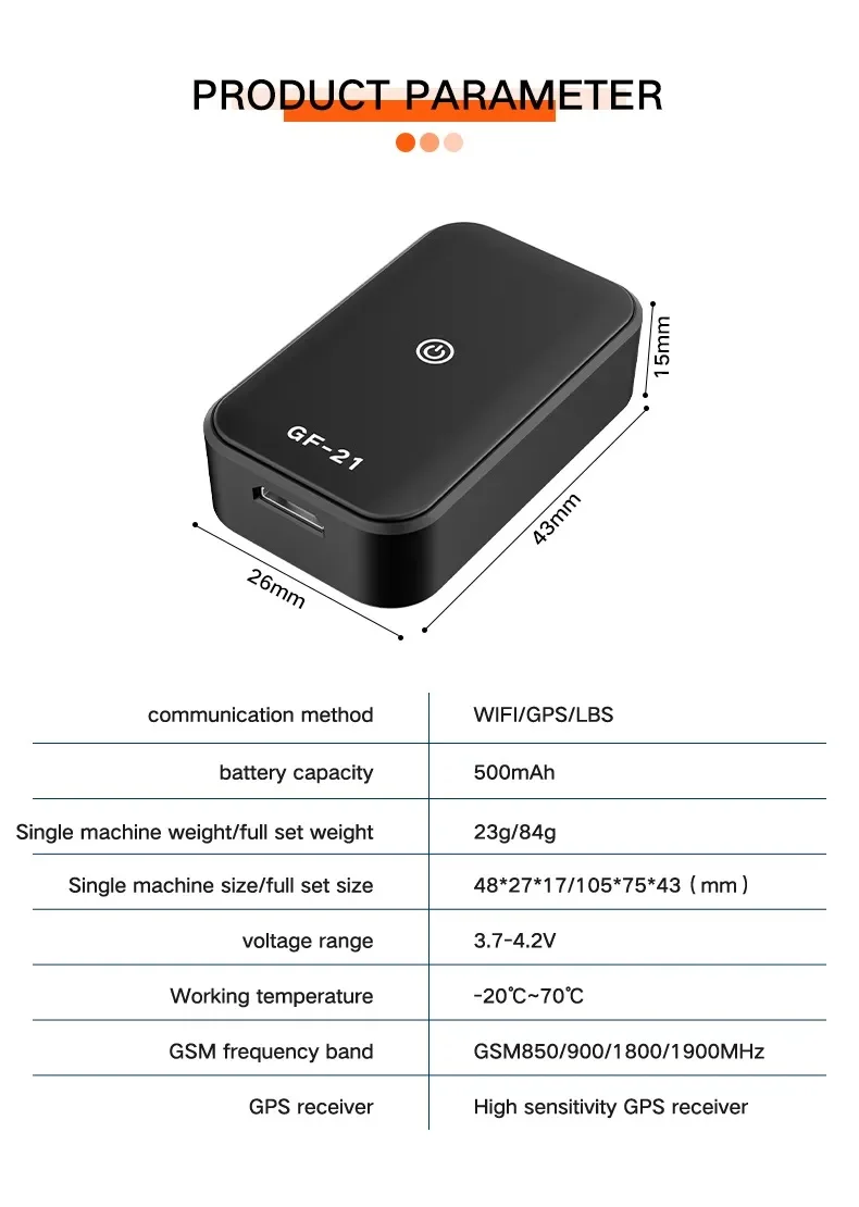 GF21 GPS Tracker تحديد المواقع بدقة Mini CarTracker Universal Bike GPS Tracker لكبار السن والأطفال