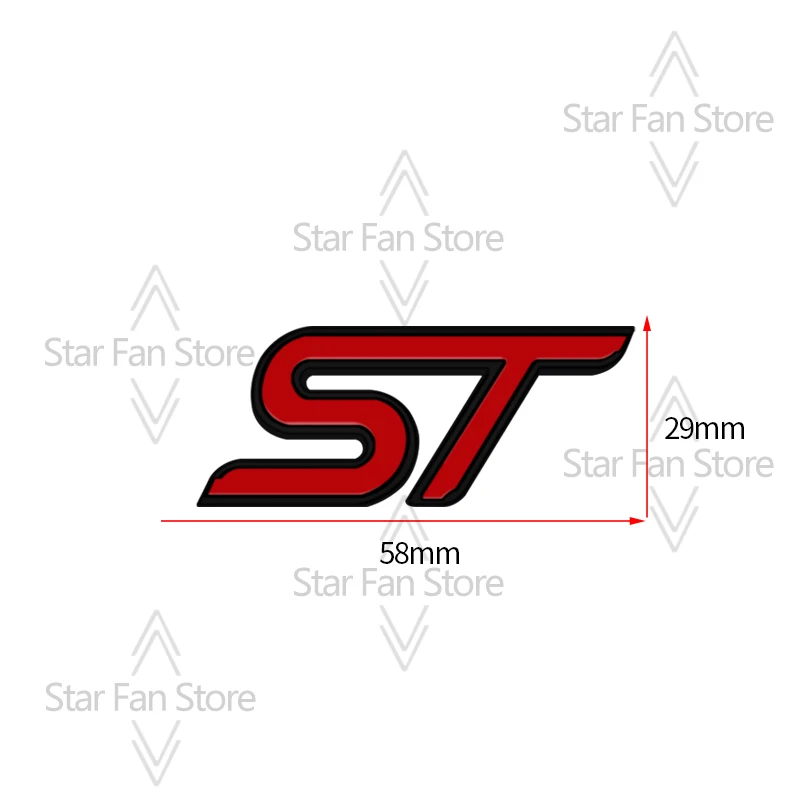 5.8*2.9cm Metal ST Badge 3D Stickers Car Trunk Body Emblem Decal Styling For Ford Focus Fiesta Mondeo Ecosport Puma Kuga S Max