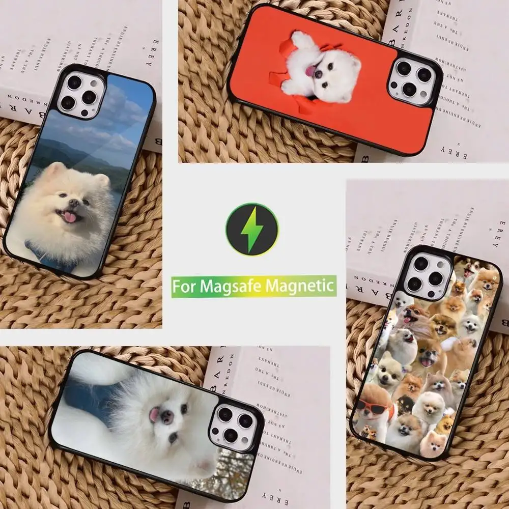 

Cute Animal Pomeranian Dogs Phone Case For iPhone 16,15,14,13,12,11,Pro,Max,Plus,Mini, Magsafe,Magnetic Wireless Charging Case