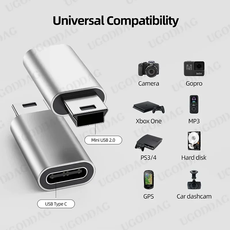 Mini USB To Type C Adapter Male Mini USB To Female USB C Data Transfer Connector for Gopro Hero Gamera GPS Receiver Conventers