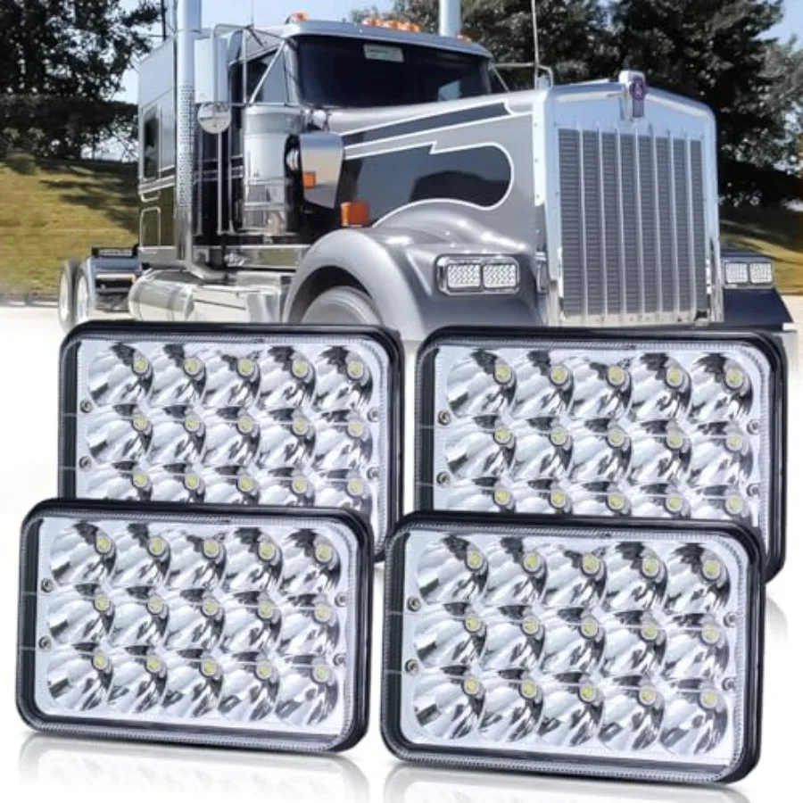 

Светодиодные фары 4x6 дюймов, одобренные DOT, 4 шт., 45 Вт, прямоугольные, H4651 H4652 H4656 H4666 H4668 H6545 H4642, биксеноновые (дальний/ближний свет), герметичные