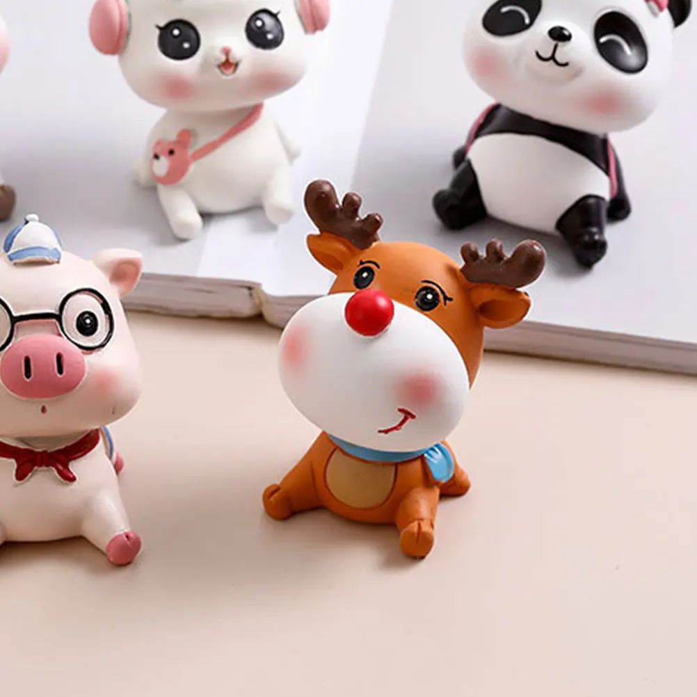 

Cute Pet Resin Ornaments Deer Sculpture Modern Toy Figures Campus Decorative Resin Deer Statues Xmas Craft Fake Table Figurine