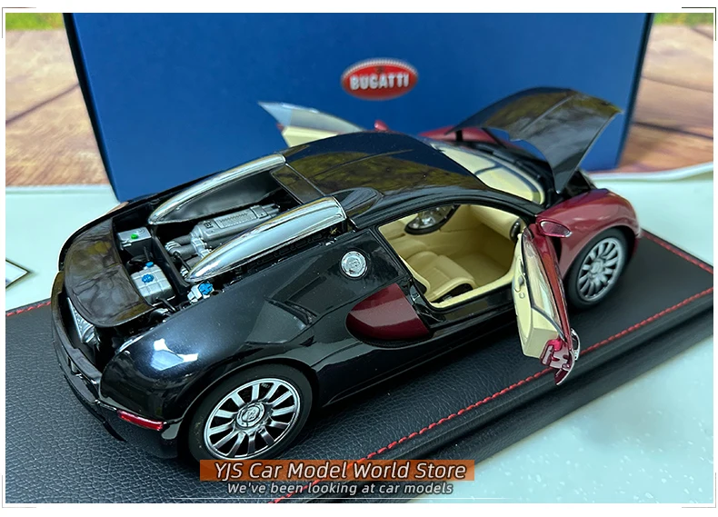 Coche miniatura Bugatti Veyron 16.4 1/18 Autoart 16.4 eb rojo negro - Coches-miniaturas.es