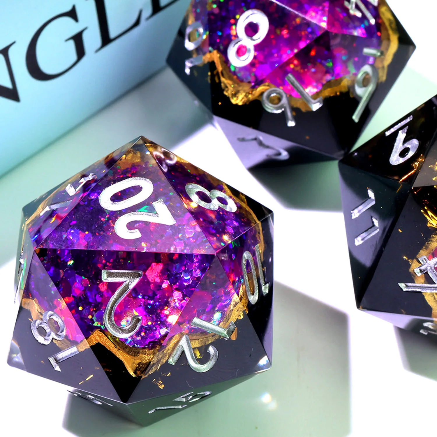 

Sparkling Purple Geode D20 Dice-33MM Large Size DND D20 for RPG,Tabletop Games-Unique & Beautiful Role-Playing Accessory