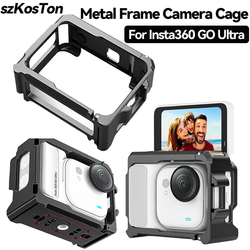 

Metal Frame Camera Cage for Insta360 GO Ultra Aluminum Case Protective Frame Multifunctional Extension Accessory Snap-Locking