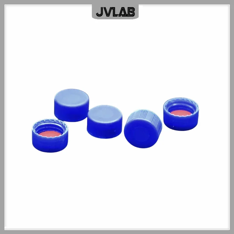 Blue Close-topped Polypropylene Cap Red PTFE/White Silicone Septa 9 mm for Chromatography Vial 2 mL Replacement Agilent