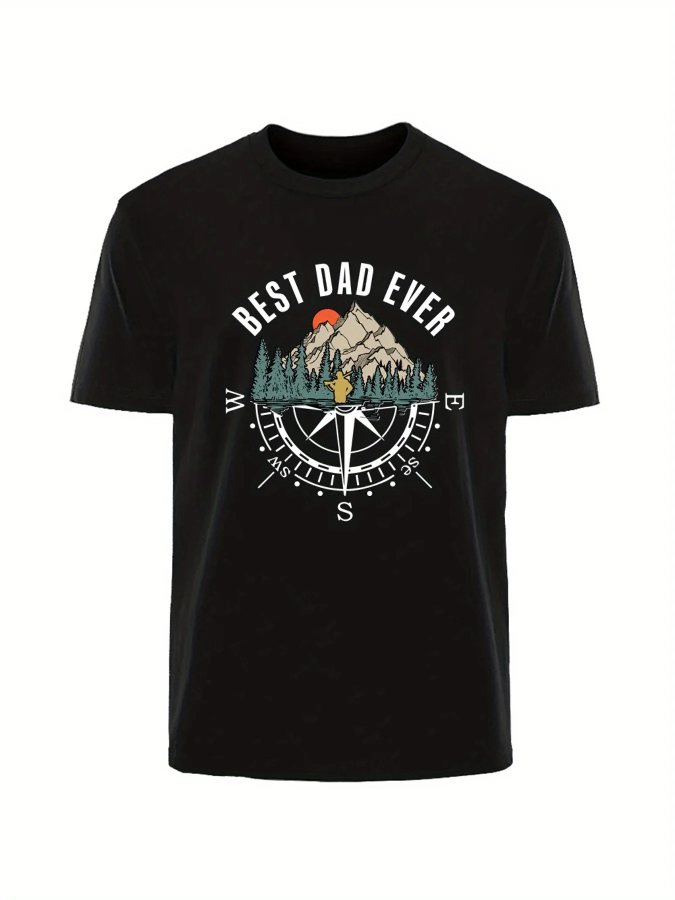 

Plus Size BEST DAD EVER Print, Tees For Men, Casual Short Sleeve T-shirt For Summer Spring Fall, Tops As Gifts