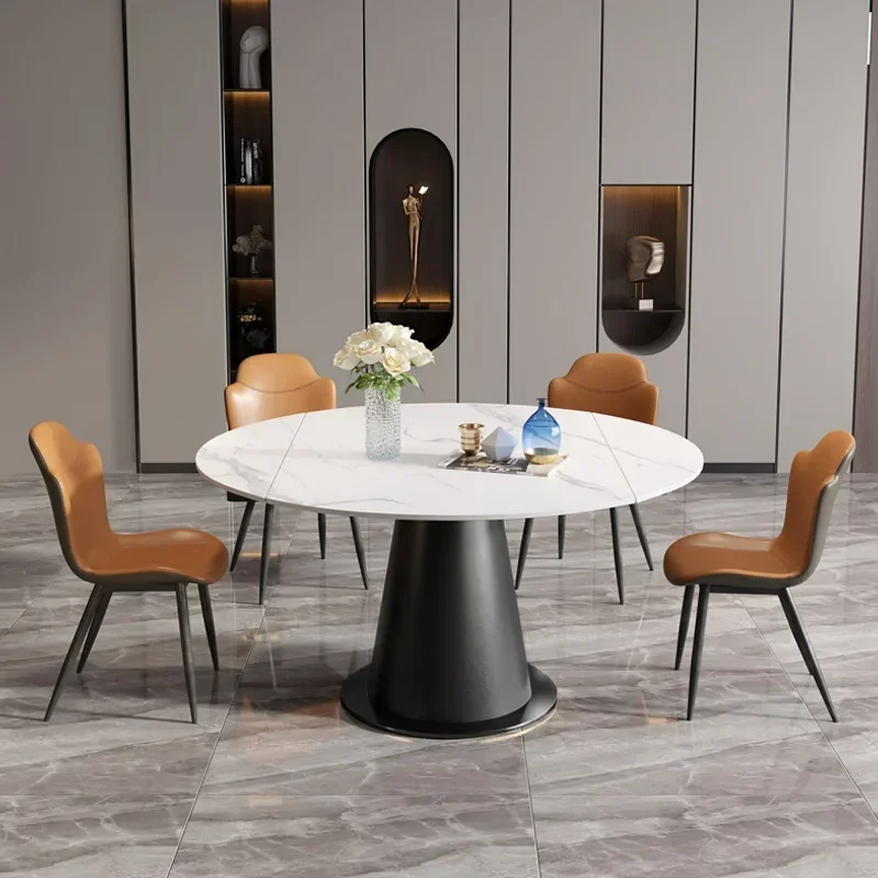 Rock Slab Dining Table Luxury Telescopic Folding Dining Table Modern Square And Round Dual-Use Dining Table Home Furniture