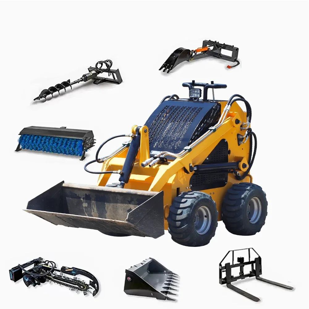 China Factory Sale Front End Loaders Compact Wheel/Track Mini Skid Steer Loader With  Engine