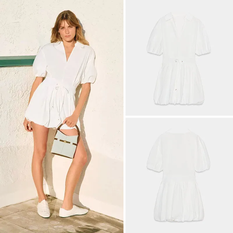

Spring New Arrival Women's Dr V-ne ort Sve Waist-cinching Silk Gauze Skirt 8-25 Years Old 2026 Spring
