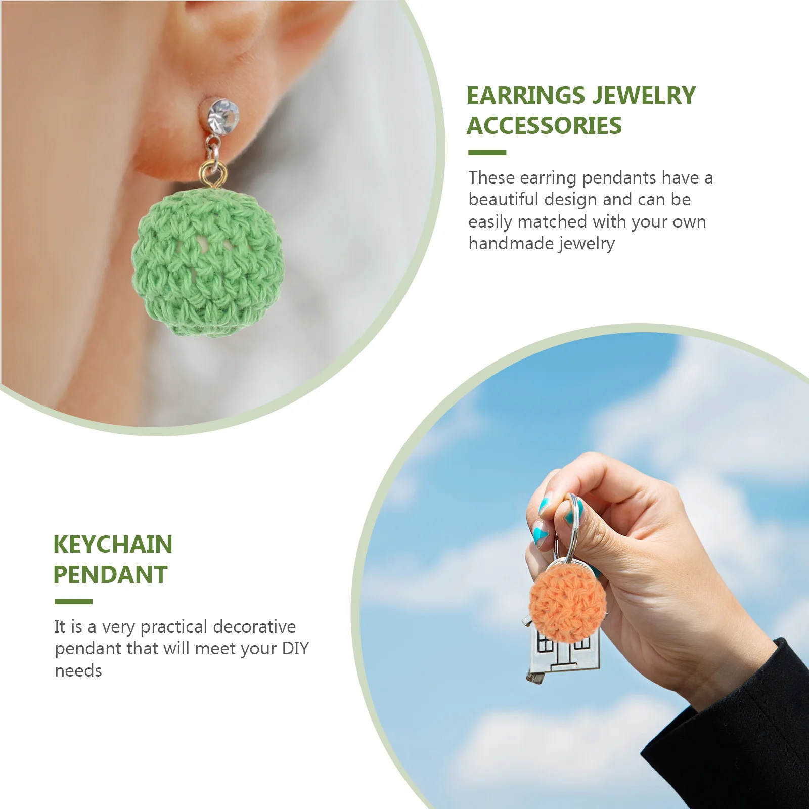 

20Pcs DIY Cotton Thread Crochet Balls 16Mm 20Mm Sturdy Lightweight Craft Beads for Handmade Necklace Earring Decor Wedding Party