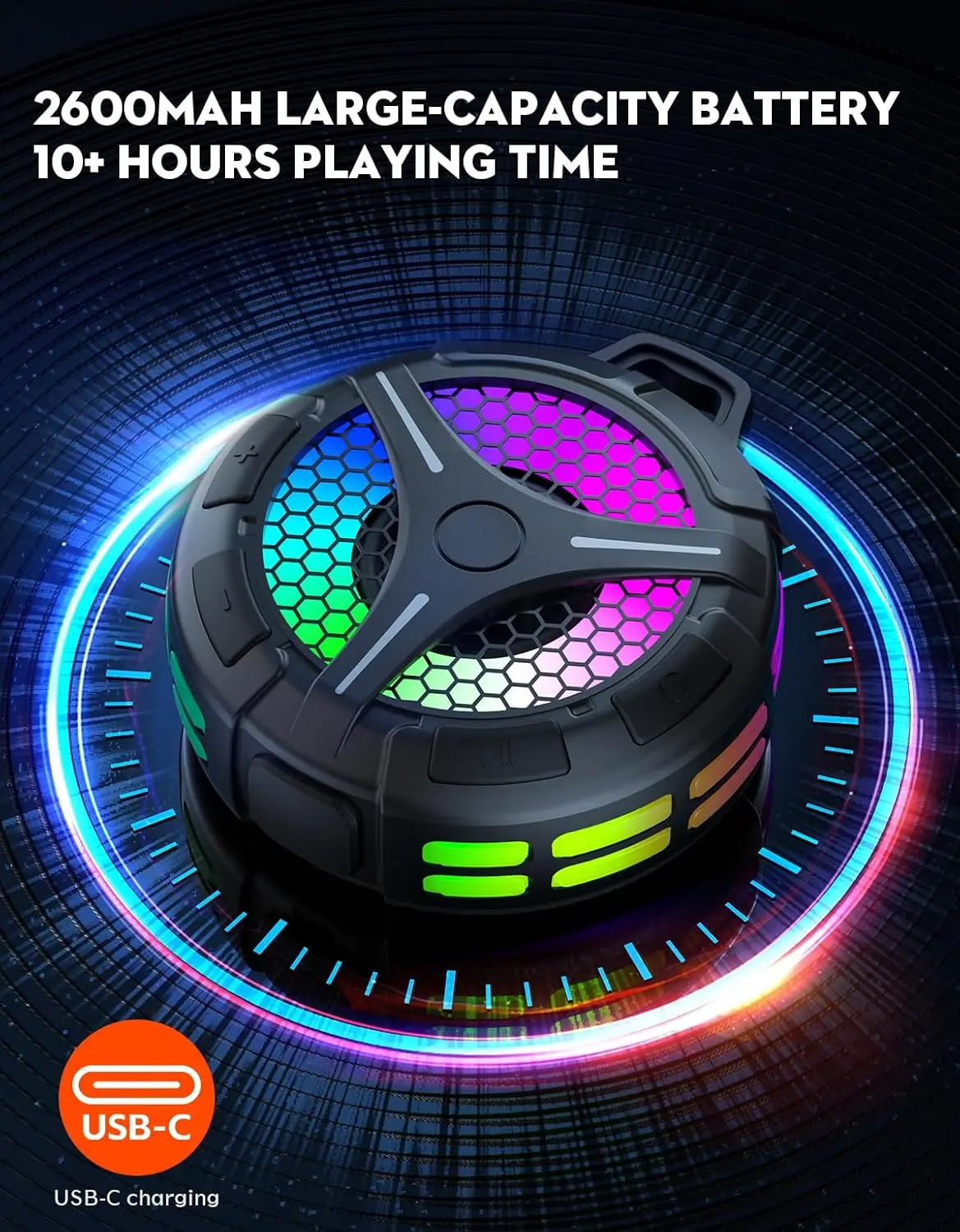 مكبر صوت بلوتوث مقاوم للماء IPX7، مكبر صوت دش لاسلكي محمول مع أضواء ديناميكية، وضع TWS، صوت ستيريو عالي، جهير روبست #6