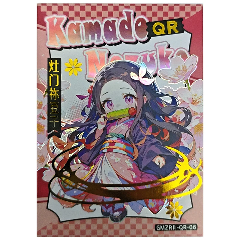 Anime Demon Slayer Rare QR Game Collectible Card Inosuke Kochou Shinobu Mitsuri Tanjirou Daki Nezuko Zabawki dla chłopców Prezent urodzinowy