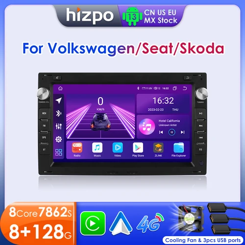 Hizpo-マルチメディアステレオカープレイ,Androidカーラジオ,7インチ,Vwパサートb5 mk4 mk5,シャランジェッタボラポロトランスポートt5 citi chico,4g