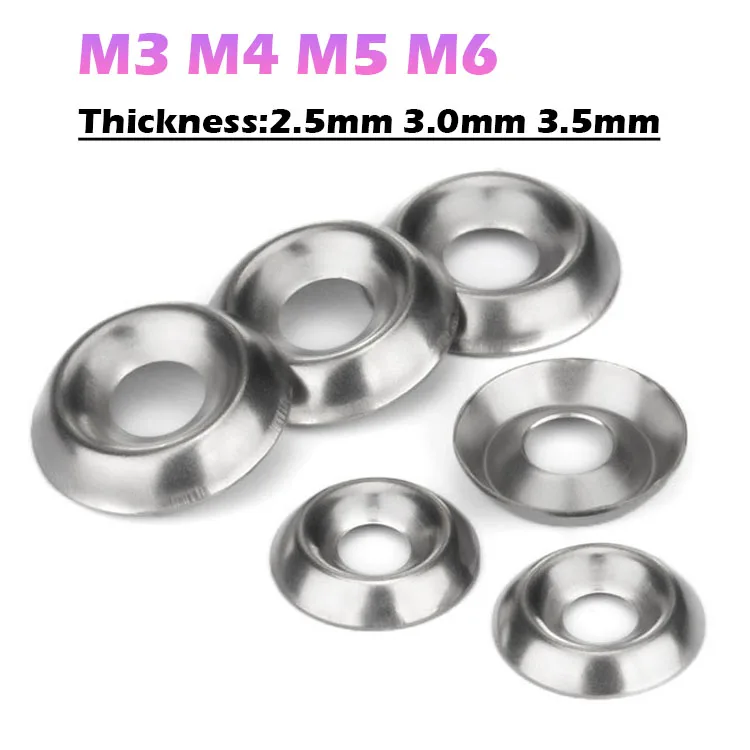 M3 M4 M5M6 304 Stainless Steel Concave Convex Tapered Washers Countersunk Concave-convex Washer Hollow Decorative Fisheye Washer