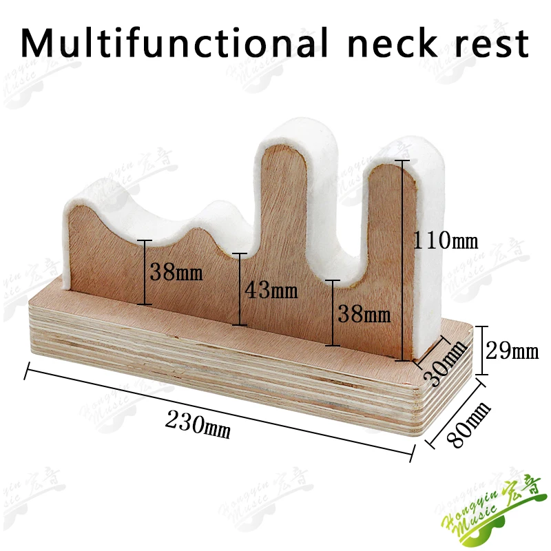 Guitar Bass Neck Rest Caul Semicircular Wooden Bracket Neck Support Guitar Fretwork Cork Lined 245x80x95mm