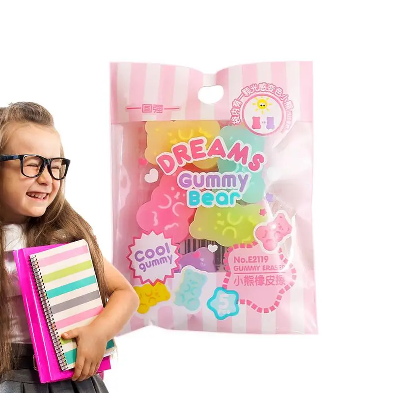 Animal Erasers For Kids Cute Bear Pencil Erasers 5Pcs Eraser Pets Desk Decoration Interactive Learning For Students Children