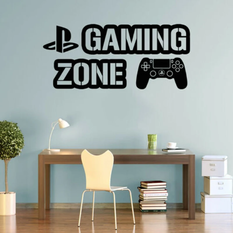 Gaming Zone Wall Sticker PS4 Controller Gamer Vinyl Decals Gamer Art Stickers Bedroom Boy Nursery Play Room Game Room Decor Y277