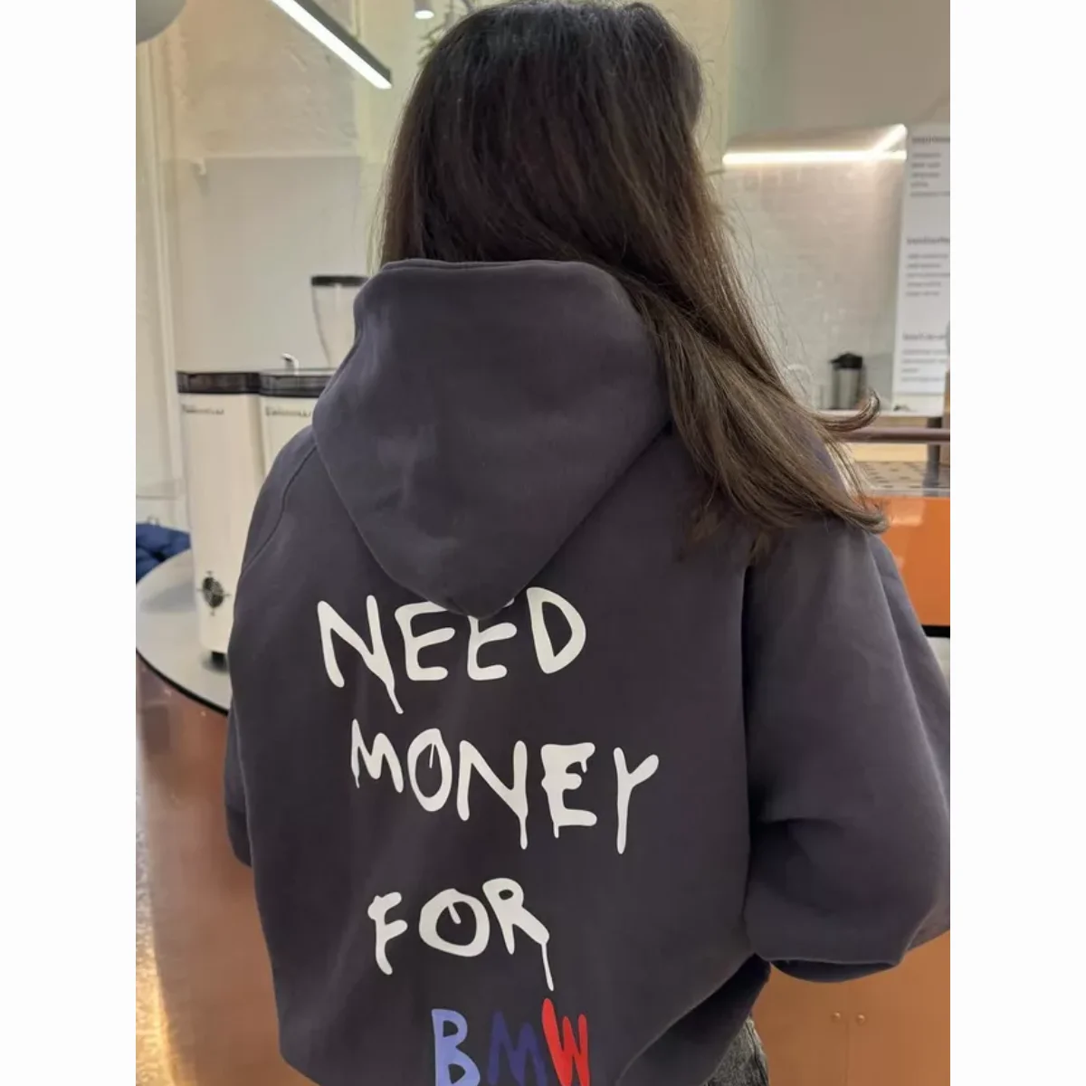 American Trend Explosion Simple Letter Personalized Printing Oversize Versatile Loose Comfortable Pullover Hooded Sweater