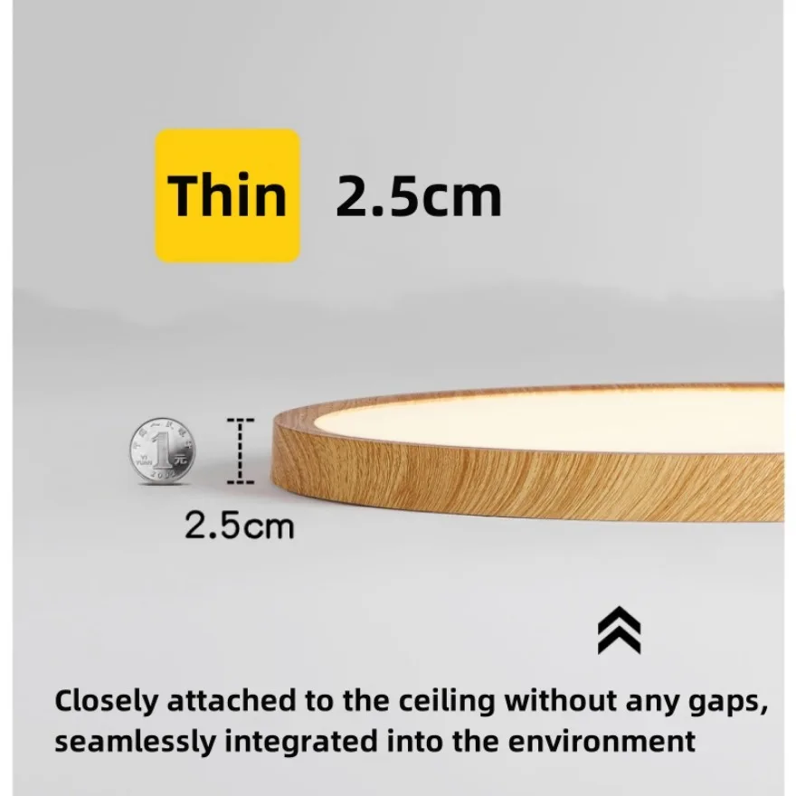 الحديثة LED الخشب الحبوب ضوء السقف رقيقة جدا 3 ألوان سطح السقف مصباح غرفة نوم غرفة المعيشة المطبخ إضاءة ديكوريّة المنزل