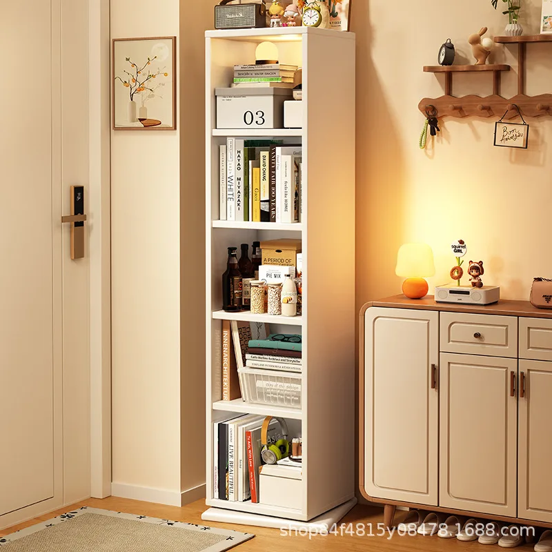 All solid wood household rotating full-length mirror rack integrated living room bedroom magazine rack simple