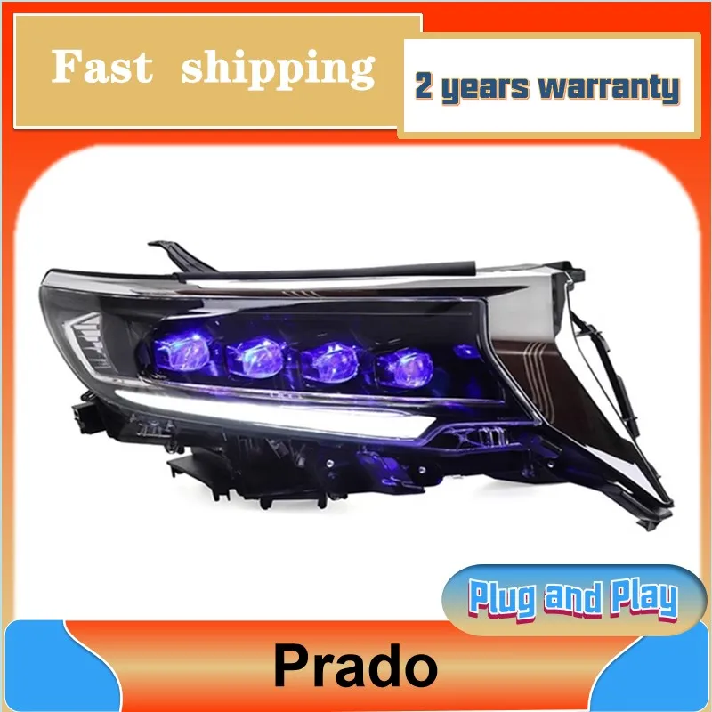 Car Styling for Toyota Prado Head Lamp 2018-2021 Prado Head Light DRL Turn Signal Low High Beam Projector Lens