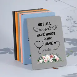 Notebook artesanal personalizado para enfermeira e médico, Thanksgiving Journal, presentes para ação de graças, todos os anjos têm asas e estetoscópio