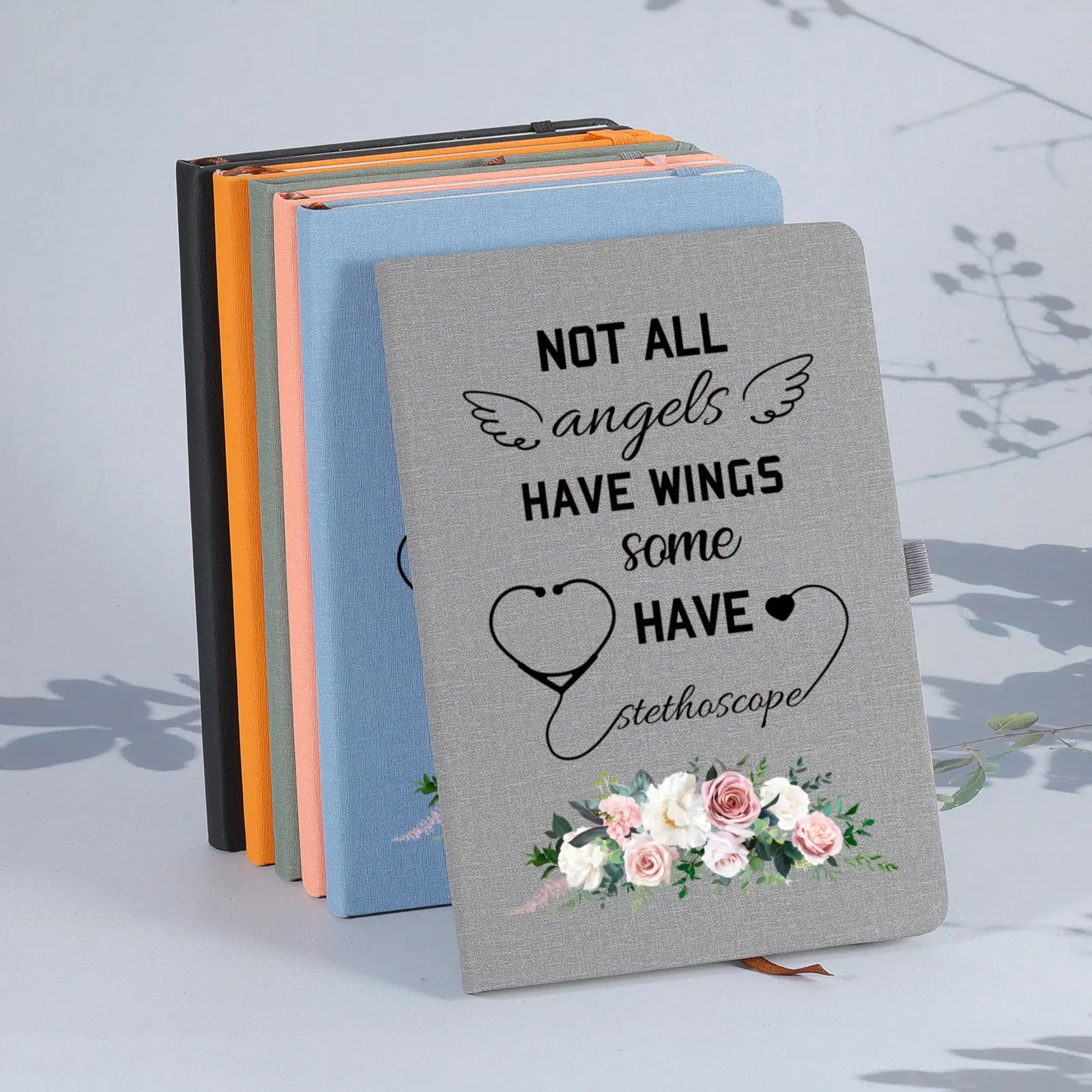 notebook artesanal personalizado para enfermeira e medico thanksgiving journal presentes para acao de gracas todos os anjos tem asas e estetoscopio 01