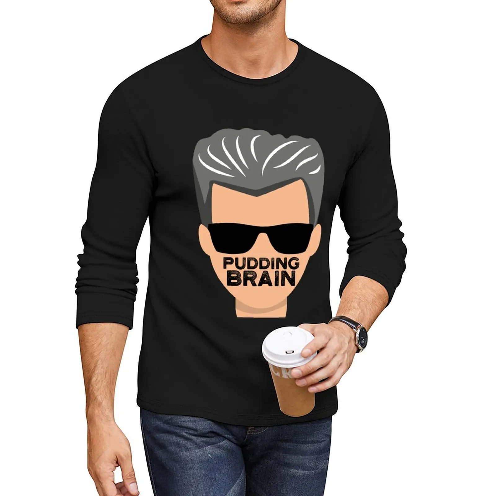 Pudding Brain Long T-Shirt funny t shirts big and tall t shirts for men