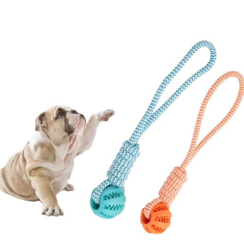 

Dog Toys Balls Interactive Treat Rope Rubber Leaking Balls for Small Medium Dogs Chewing Bite Resistant Pet Tooth Cleaning