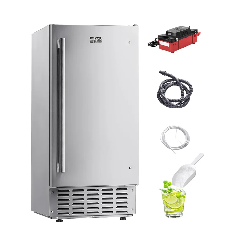 

VEVOR Under Counter Ice Maker, 66 Lbs/Day Under Counter Nugget Ice Maker Machine with Drain Pump, Reversible Door
