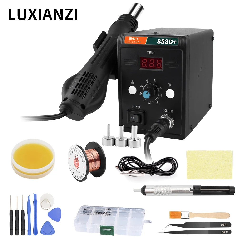 

LUXIANZI 858D+ 700W Hot Air Gun Soldering Station For Phone BGA PCB IC Solder Repair Tool Smart sleep Welding Rework Station