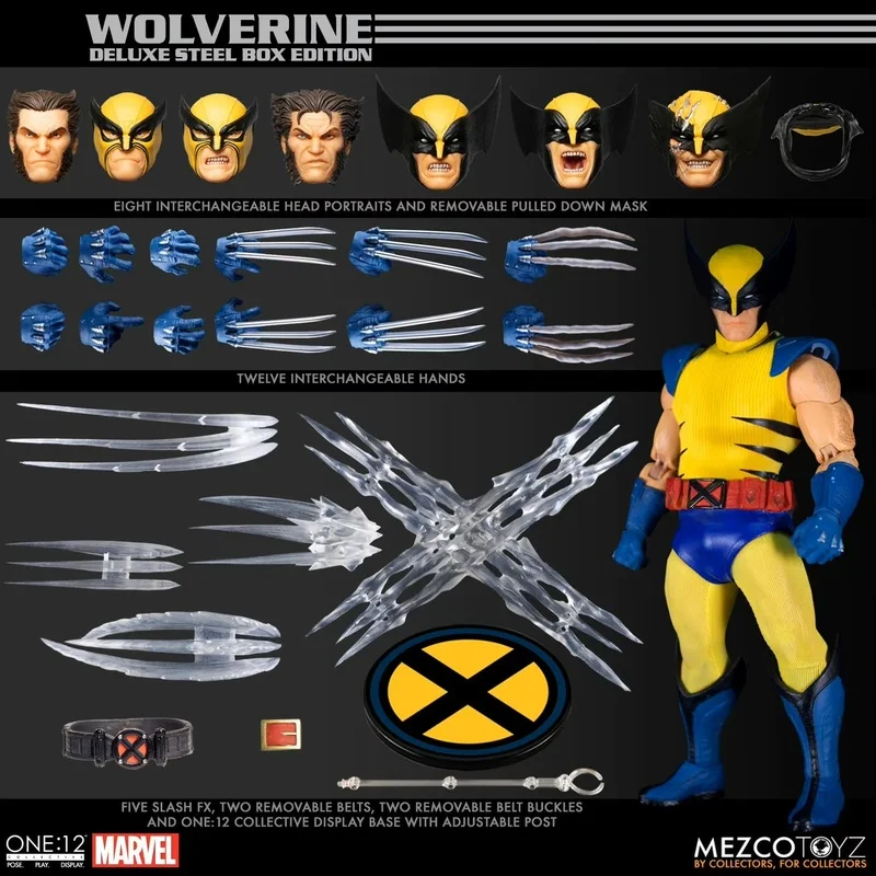 Mezco Ant One:12  Wolverine 8 Head Sculpture Deluxe Set Model Toy Gifts