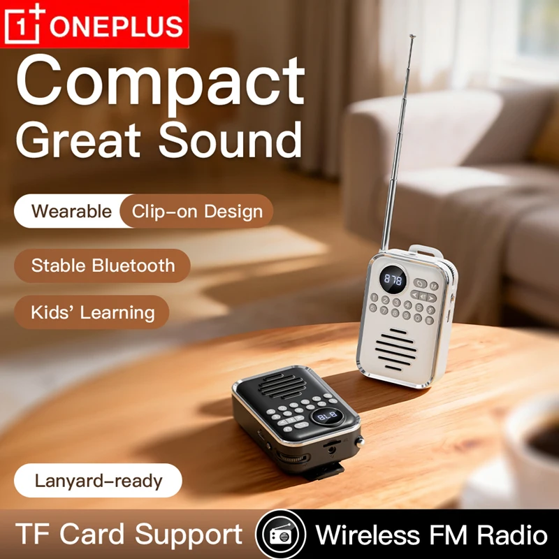 OnePlus Mini Bluetooth Speaker FM Radio Portable Rechargeable TF Card Support With Digital Display for Outdoor Home Elderly
