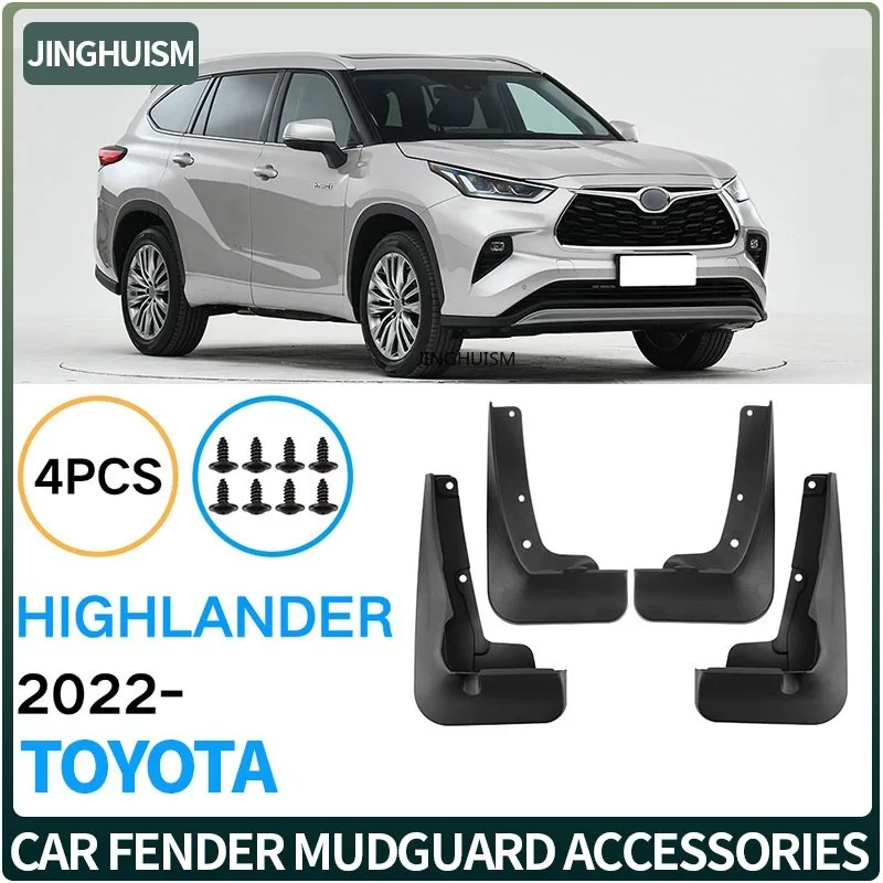 For Toyota Highlander 2022-2025 Car Tire Mud Flaps Auto Accessories Vehicle Exterior Black ABS Plastic Weatherproof Protection